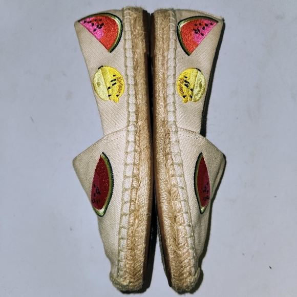 J. Crew Embroidered Fruit Salad Espadrilles In Sundried Linen Size 6 - Picture 7 of 14